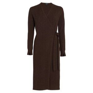 PREOWNED $395 RAG & BONE CELIA WOOL BLEND BROWN WRAP DRESS SIZE US XS